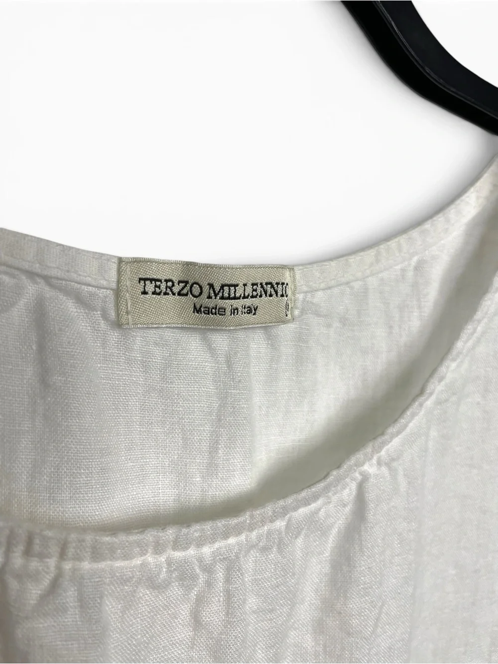 100% linen made in Italy White Short Sleeve Tunic with Eyelet Hem back details M - Picture 2 of 5